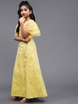 Yellow Jacquard Maxi Dress - Elganza