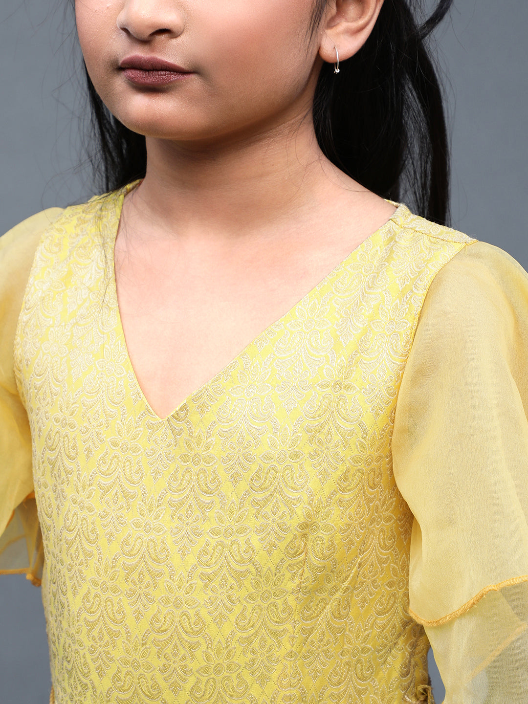 Yellow Jacquard Maxi Dress - Elganza