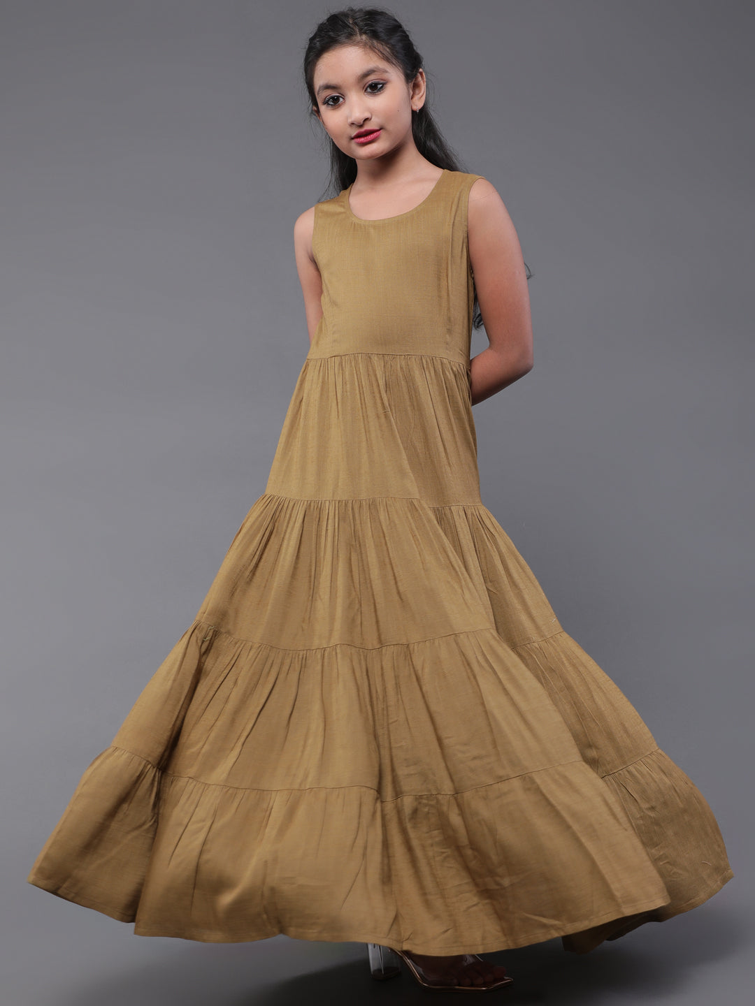 Olive Tiered Maxi Dress