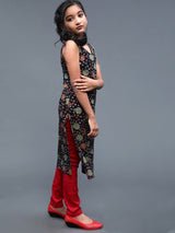 Blue Floral Kurta And Pant - Elganza