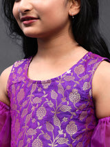 Purple Brocade Peplum Top - Elganza