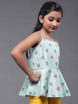 Sea Green Floral Print Top