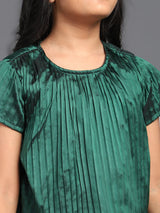 Green Pleated Top With Palazzo