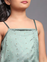 Green Dobby Woven Design Kurta With Palazzo - Elganza