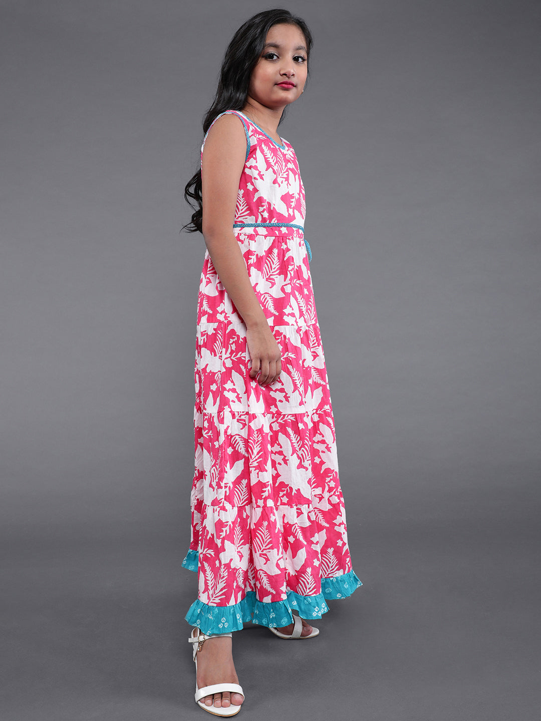 Pink Floral Print Fit And Flare Dress