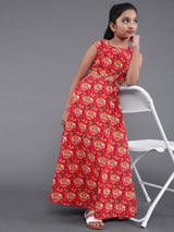 Red Printed Dress - Elganza