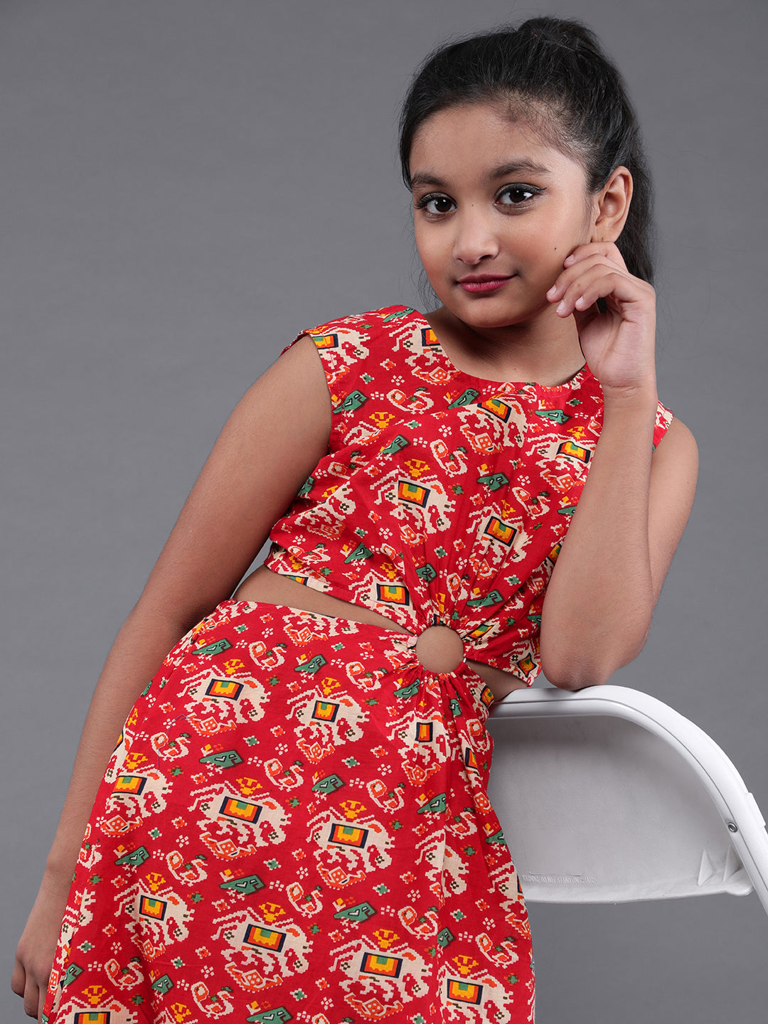 Red Printed Dress - Elganza