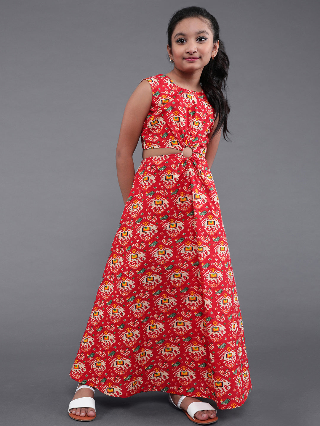 Red Printed Dress - Elganza
