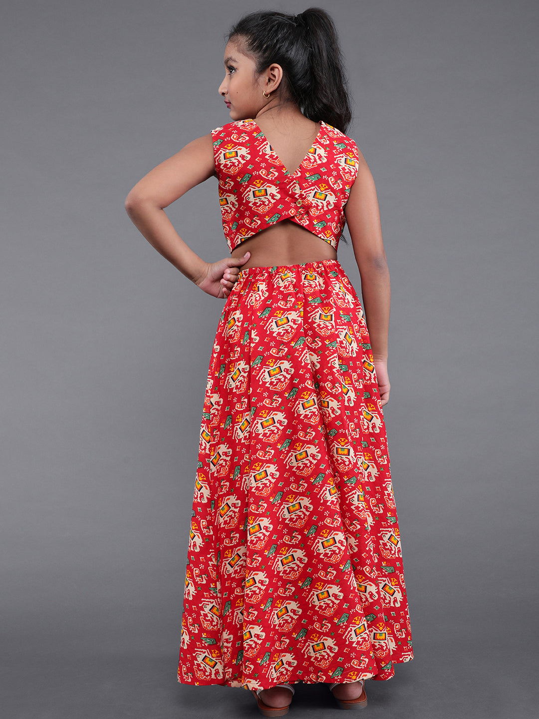 Red Printed Dress - Elganza