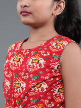 Red Printed Dress - Elganza