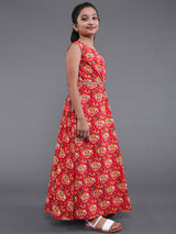 Red Printed Dress - Elganza