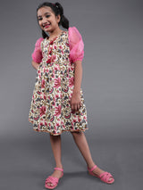 Cream Floral Print Dress