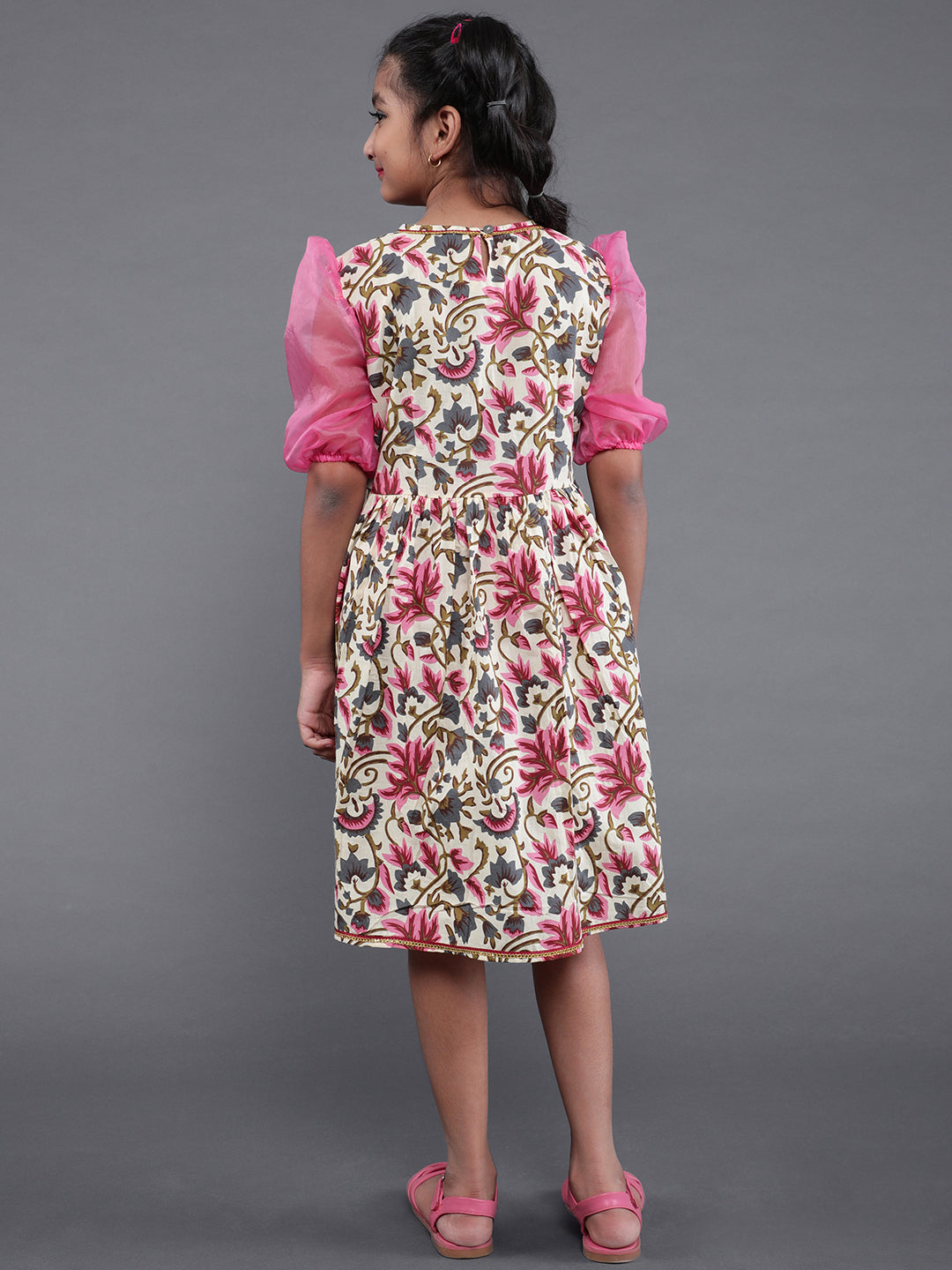 Cream Floral Print Dress