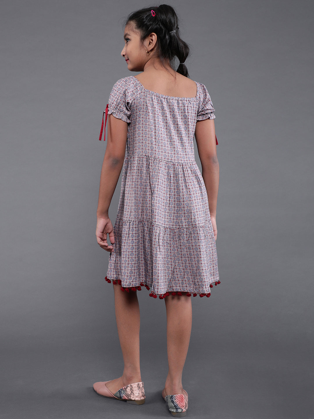 Grey Geometric Print Skater Dress