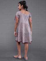 Grey Geometric Print Skater Dress