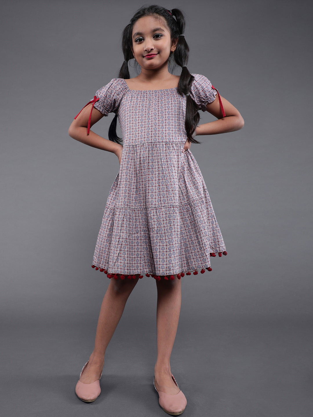 Grey Geometric Print Skater Dress