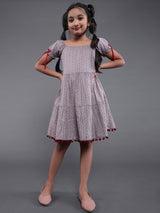 Grey Geometric Print Skater Dress