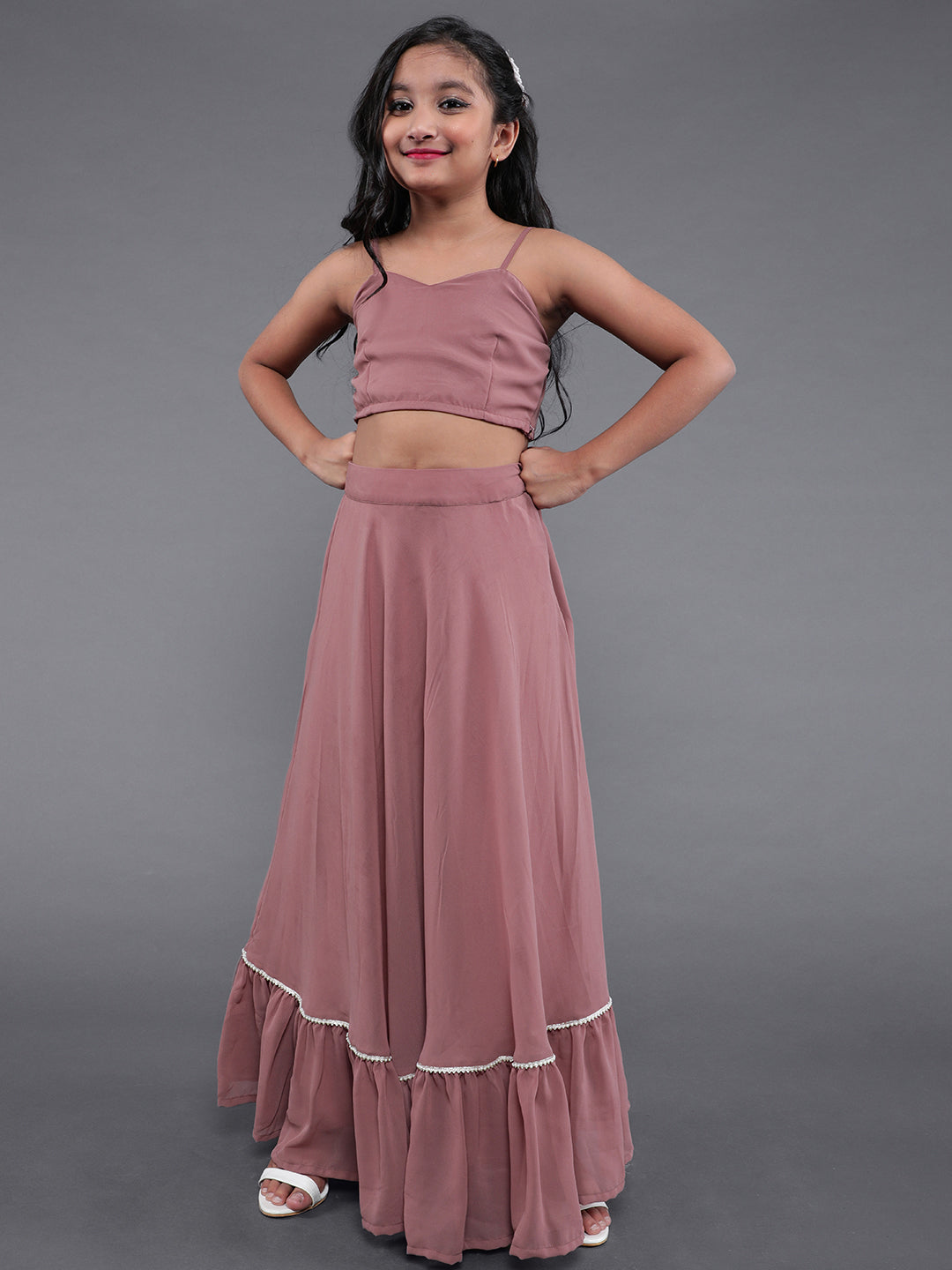 Mauve Lehenga Choli With Embroidered Jacket - Elganza