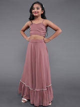 Mauve Lehenga Choli With Embroidered Jacket - Elganza