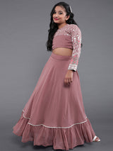 Mauve Lehenga Choli With Embroidered Jacket - Elganza