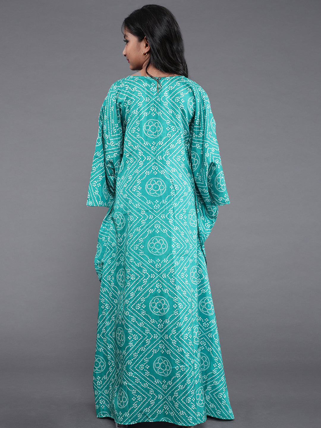 Green Bandhani Print Dress