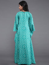 Green Bandhani Print Dress