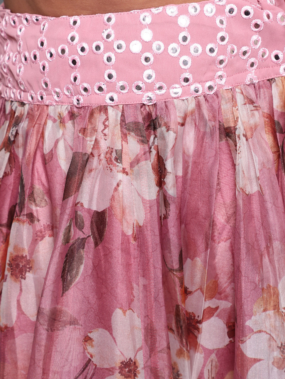 Mauve Floral Printed Lehenga Choli With Dupatta - Elganza