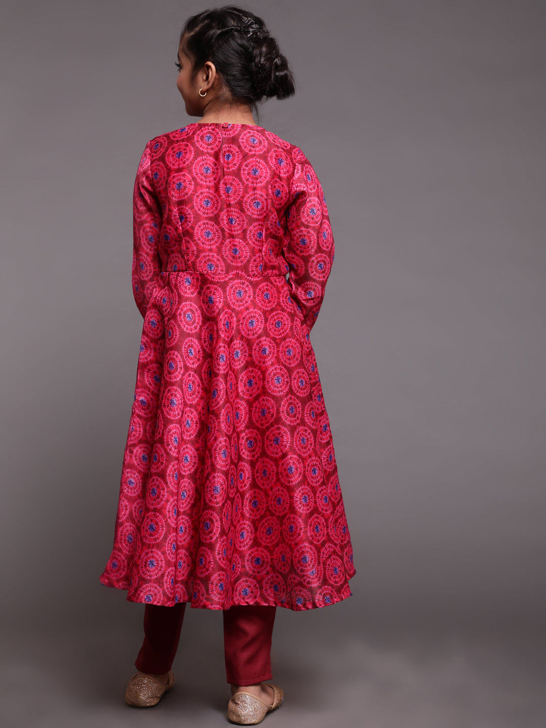 Magenta Digital Print Anarkali With Pant