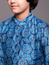 Royal Blue Digital Print Long Kurta - Elganza