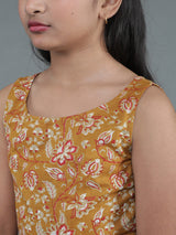 Mustard & Red Floral Print Top With Dhoti Pant