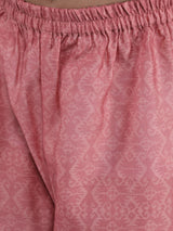 Mauve Geometric Print Anarkali Pant With Dupatta
