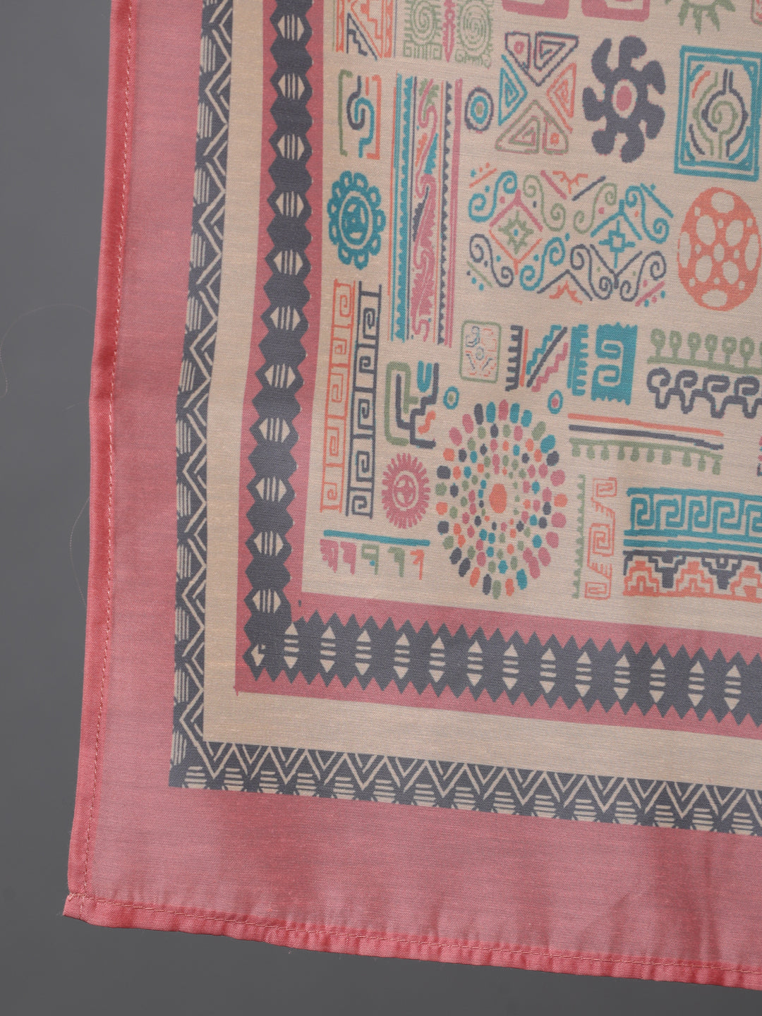Mauve Geometric Print Anarkali Pant With Dupatta