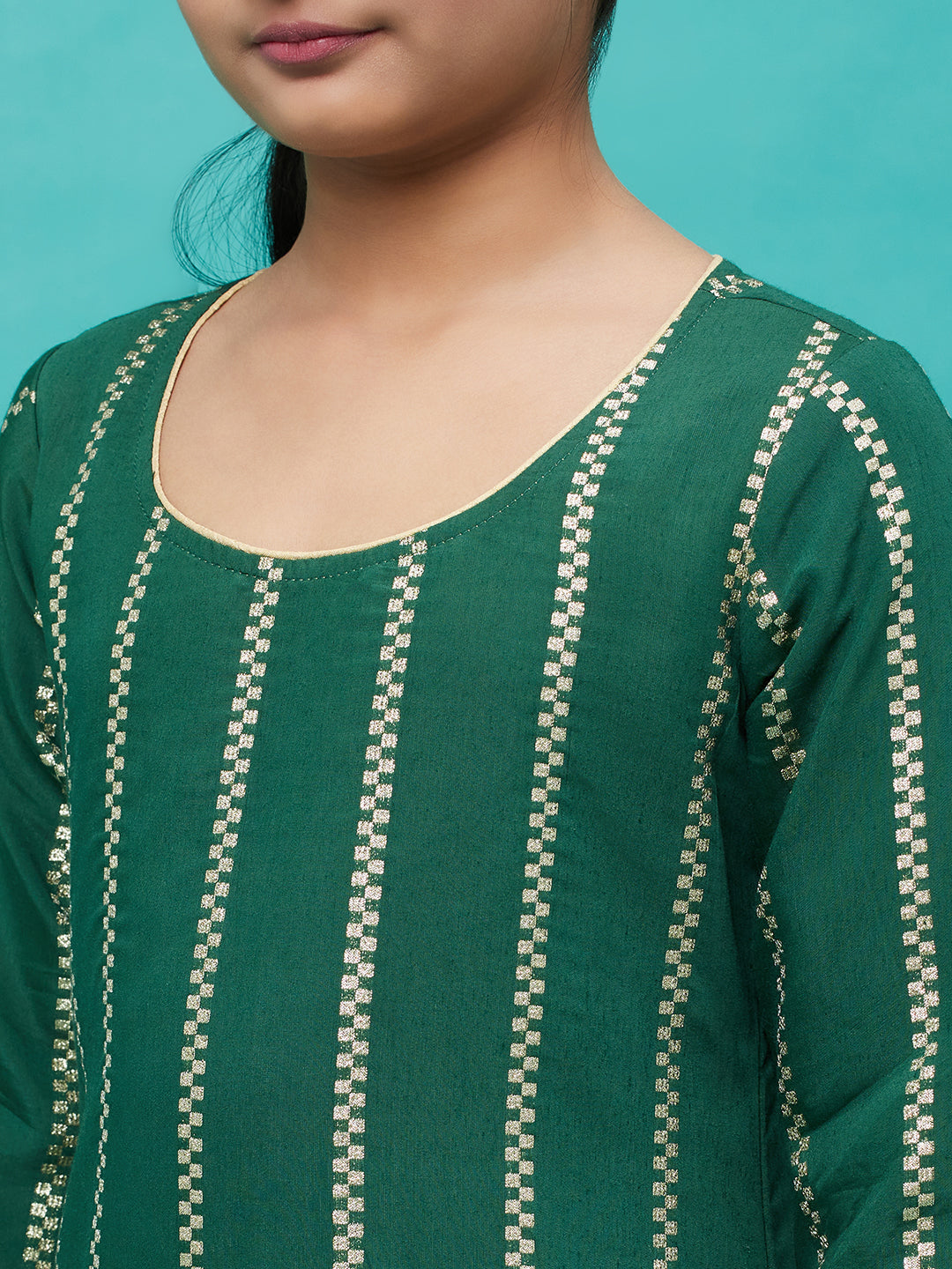 Green Striped Kurta With Sharara