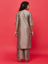 Grey Gold Butti Kurta With Palazzo - Elganza