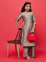 Grey Gold Butti Kurta With Palazzo - Elganza