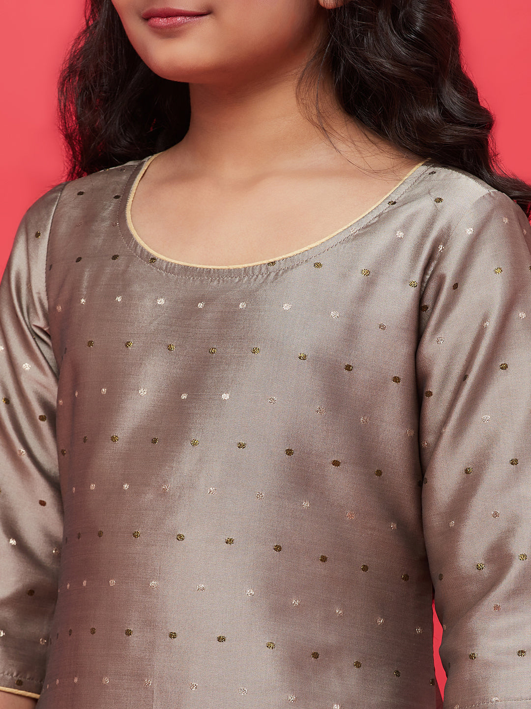Grey Gold Butti Kurta With Palazzo - Elganza