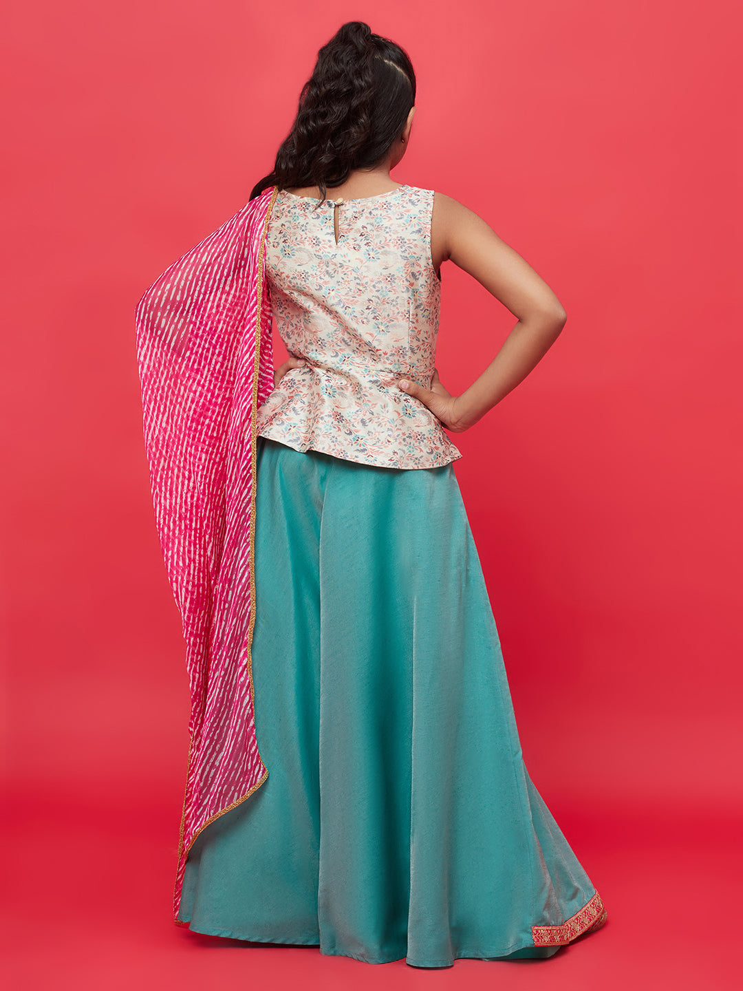 Green Printed Lehenga Choli With Dupatta
