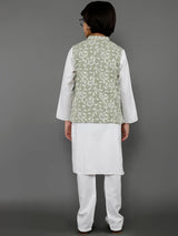 White Kurta Pant With Nehru Jacket - Elganza
