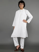 White Kurta Pant With Nehru Jacket - Elganza