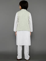 White Kurta Pant With Nehru Jacket - Elganza
