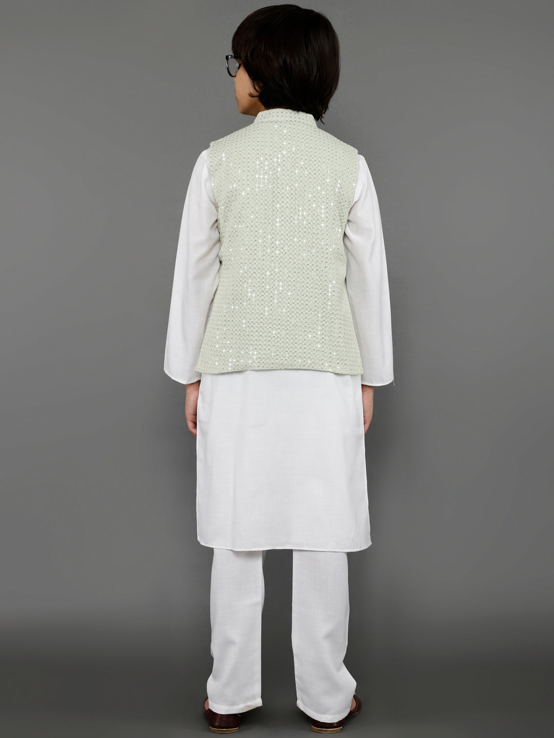 White Kurta Pant With Nehru Jacket - Elganza