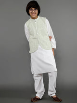 White Kurta Pant With Nehru Jacket - Elganza