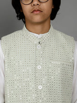 White Kurta Pant With Nehru Jacket - Elganza
