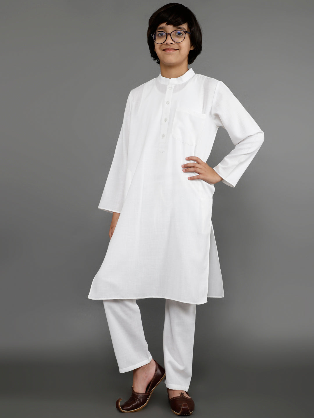 White Kurta Pant With Nehru Jacket - Elganza