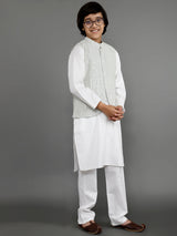 White Kurta Pant With Nehru Jacket - Elganza