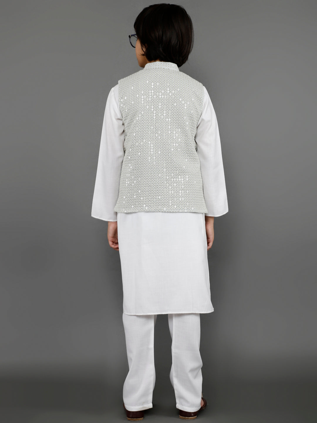 White Kurta Pant With Nehru Jacket - Elganza