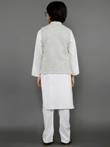 White Kurta Pant With Nehru Jacket - Elganza