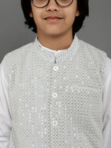 White Kurta Pant With Nehru Jacket - Elganza
