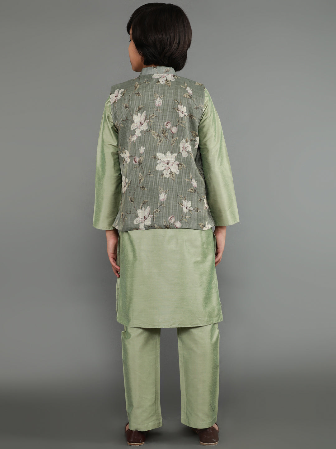 Pastel Green Kurta Pant With Nehru Jacket - Elganza