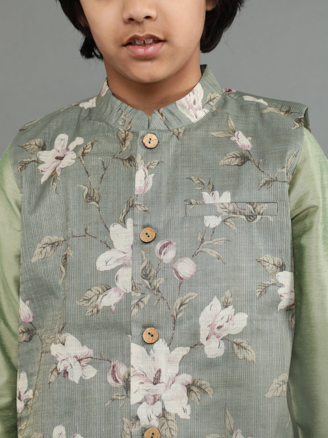 Pastel Green Kurta Pant With Nehru Jacket - Elganza